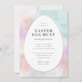 パステルカラーの水彩イースターエッグハント 招待状 (正面)