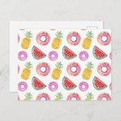 パステルカラーの水彩プールフロートパターン ポストカード (正面/裏面)