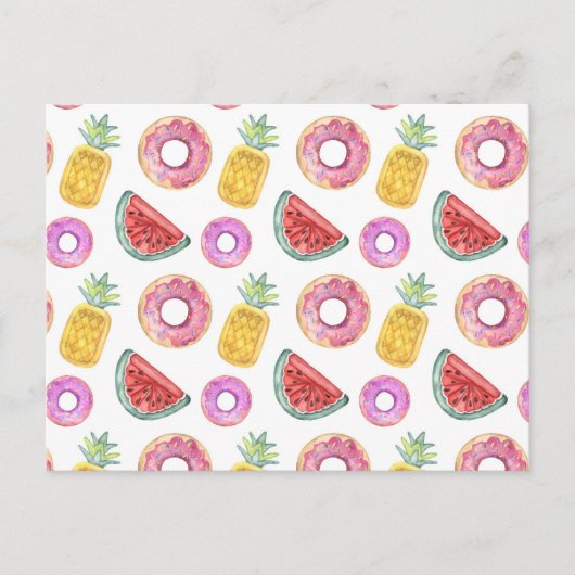 パステルカラーの水彩プールフロートパターン ポストカード (正面)