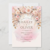 パステルカラーの水彩ローズウェディング招待状 招待状 (正面)