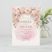 パステルカラーの水彩ローズウェディング招待状 招待状 (スタンド正面)