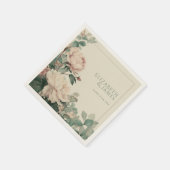 パステルカラーの水彩ローズ ピオニー フラワーのウェディング スタンダードカクテルナプキン (角)