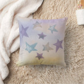 パステルカラーの水彩星デザイン クッション (ブランケット)