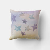 パステルカラーの水彩星デザイン クッション (裏面)