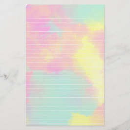 パステルカラーの水彩画によって並べられる紙 便箋