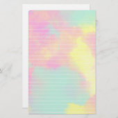 パステルカラーの水彩画によって並べられる紙 便箋 (正面/裏面)