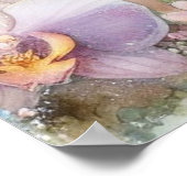 パステルカラーの水彩画の妖精と花 ポスター (角)