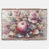 パステルカラーの水彩画の秋のリンゴ スローブランケット (正面)