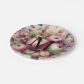 パステルカラーの水彩画の秋のリンゴ ペーパープレート (アングル)