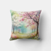 パステルカラーの水彩画の花にモノグラムの名前 クッション (裏面)