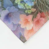 パステルカラーの水彩画の花にモノグラムの名前　Ｔｈ フリースブランケット (角)