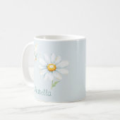 パステルカラーの水彩画風の蝶とデイジー コーヒーマグカップ (正面左)