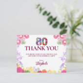 パステルカラーの水彩花で感謝の気持ちを伝える80歳の誕生日 ポストカード (スタンド正面)