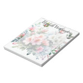 パステルカラーの水彩花のモノグラム名 ノートパッド (回転)