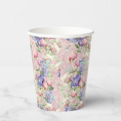 パステルカラーの水彩花イラスト 紙コップ (右)