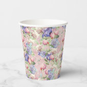 パステルカラーの水彩花イラスト 紙コップ (正面)