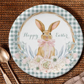 パステルカラーの水彩花輪イースター ペーパープレート