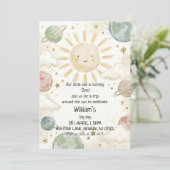 パステルカラーの水彩 天体 太陽 誕生日 招待状 (スタンド正面)