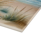 パステルカラーの海岸砂丘の水彩画 カッティングボード (角)