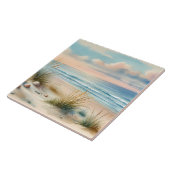 パステルカラーの海岸砂丘の水彩画 タイル (側面)