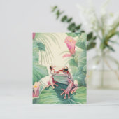 パステルカラーの熱帯のカエル ポストカード (スタンド正面)