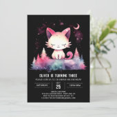 パステルカラーの猫の誕生日プリント 招待状 (スタンド正面)