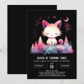 パステルカラーの猫の誕生日プリント 招待状 (正面/裏面)