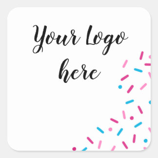 パステルカラーの甘いステッカーをシンプルに振りかける スクエアシール