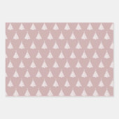 パステルカラーの白いクリスマスツリーパターン ラッピングペーパーシート (正面3)