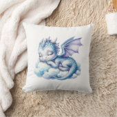 パステルカラーの眠れるドラゴン クッション (ブランケット)