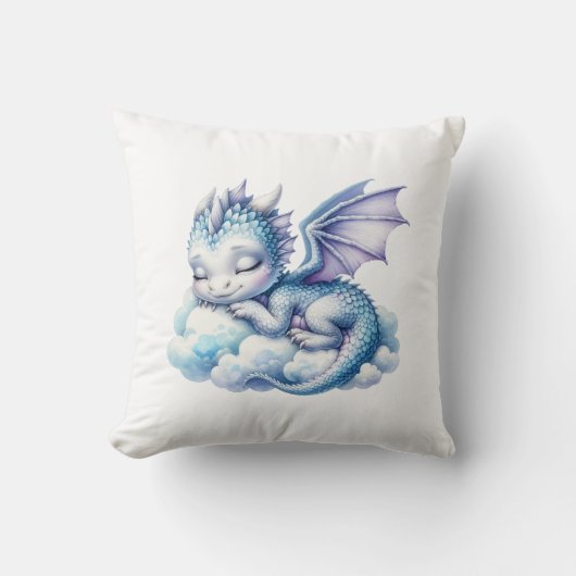 パステルカラーの眠れるドラゴン クッション (正面)