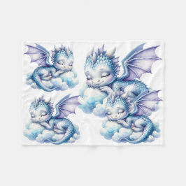 パステルカラーの眠れるドラゴン フリースブランケット
