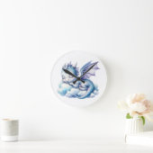 パステルカラーの眠れるドラゴン ラウンド壁時計 (ホーム)
