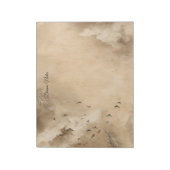 パステルカラーの空と雲と鳥と羽根のコラージュ ノートパッド (回転)