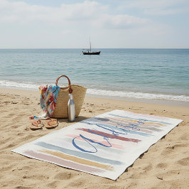 パステルカラーの筆致があなただけの特別なものに ビーチタオル