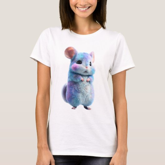 パステルカラーの綿あめチンチラ夢女子 Tシャツ (正面)