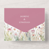 パステルカラーの繊細でカラフルな野の花をあしらったウェディング オールインワン招待状 (裏面)