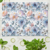 パステルカラーの繊細な水彩花模様 キッチンタオル (折り畳み)