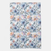 パステルカラーの繊細な水彩花模様 キッチンタオル (縦)