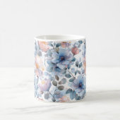 パステルカラーの繊細な水彩花模様 コーヒーマグカップ (中央)