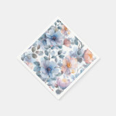 パステルカラーの繊細な水彩花模様 スタンダードカクテルナプキン (角)