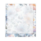 パステルカラーの繊細な水彩花模様 ノートパッド (正面)