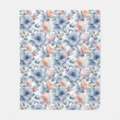 パステルカラーの繊細な水彩花模様 フリースブランケット (正面)