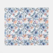 パステルカラーの繊細な水彩花模様 フリースブランケット (正面(横))