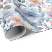 パステルカラーの繊細な水彩花模様 ラッピングペーパー (ロールコーナー)