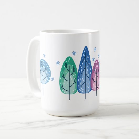 パステルカラーの美しい冬の時間樹 コーヒーマグカップ (正面左)