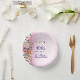 パステルカラーの美しい花 誕生日パーティー ペーパーボウル