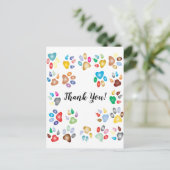 パステルカラーの肉球 感謝 ポストカード (スタンド正面)