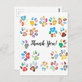 パステルカラーの肉球 感謝 ポストカード (正面/裏面)