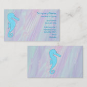 パステルカラーの背景の淡いブルーのタツノオトシゴ 名刺 (正面/裏面)